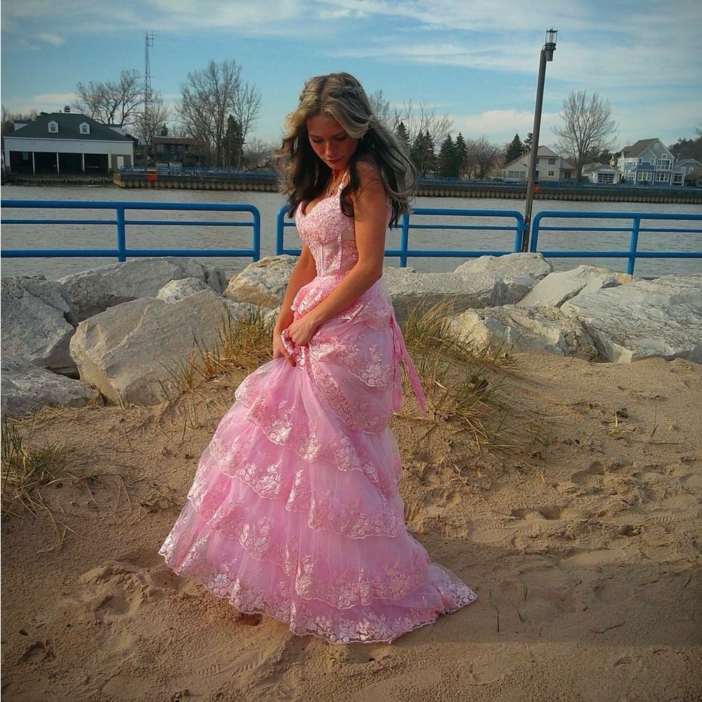 Elegant Pink Lace Gown